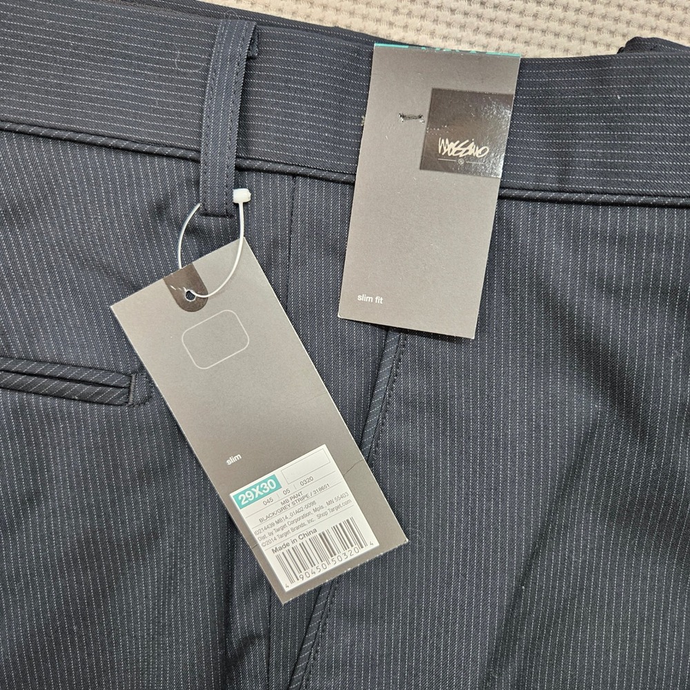 Mossimo Mens Slim Fit Pinstripe Dress Pants Black Grey 29x30 NWT MB14_01A02-0098 - Picture 7 of 11